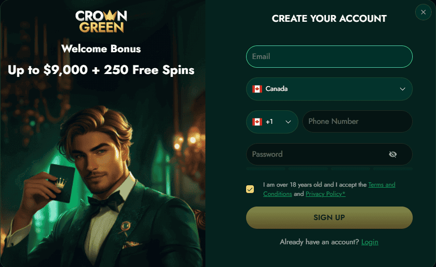 Crowngreen Casino Registration